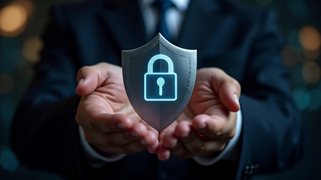 Hands holding security shield with lock symbol representing compliance and governance in federated systems